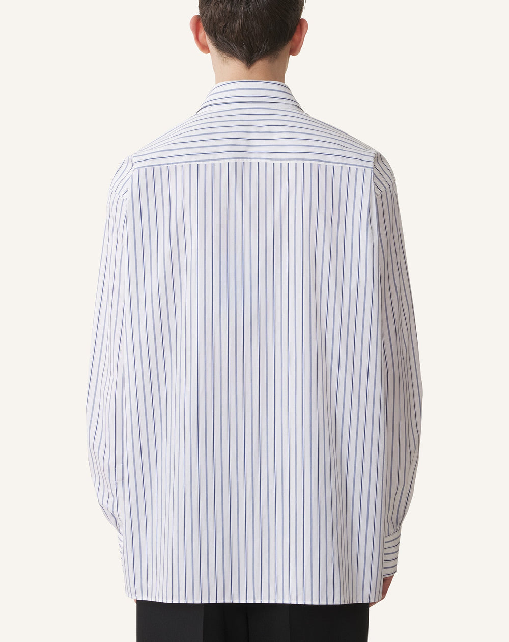 White Oversized Striped Cotton Poplin Shirt