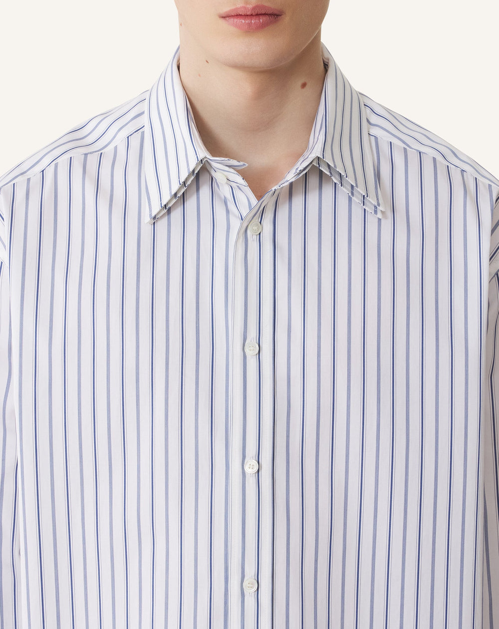 White Oversized Striped Cotton Poplin Shirt