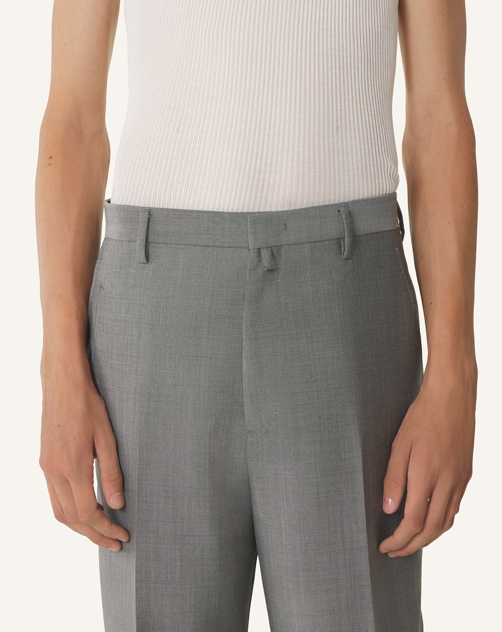 Pantalon Droit En Laine Mohair Black