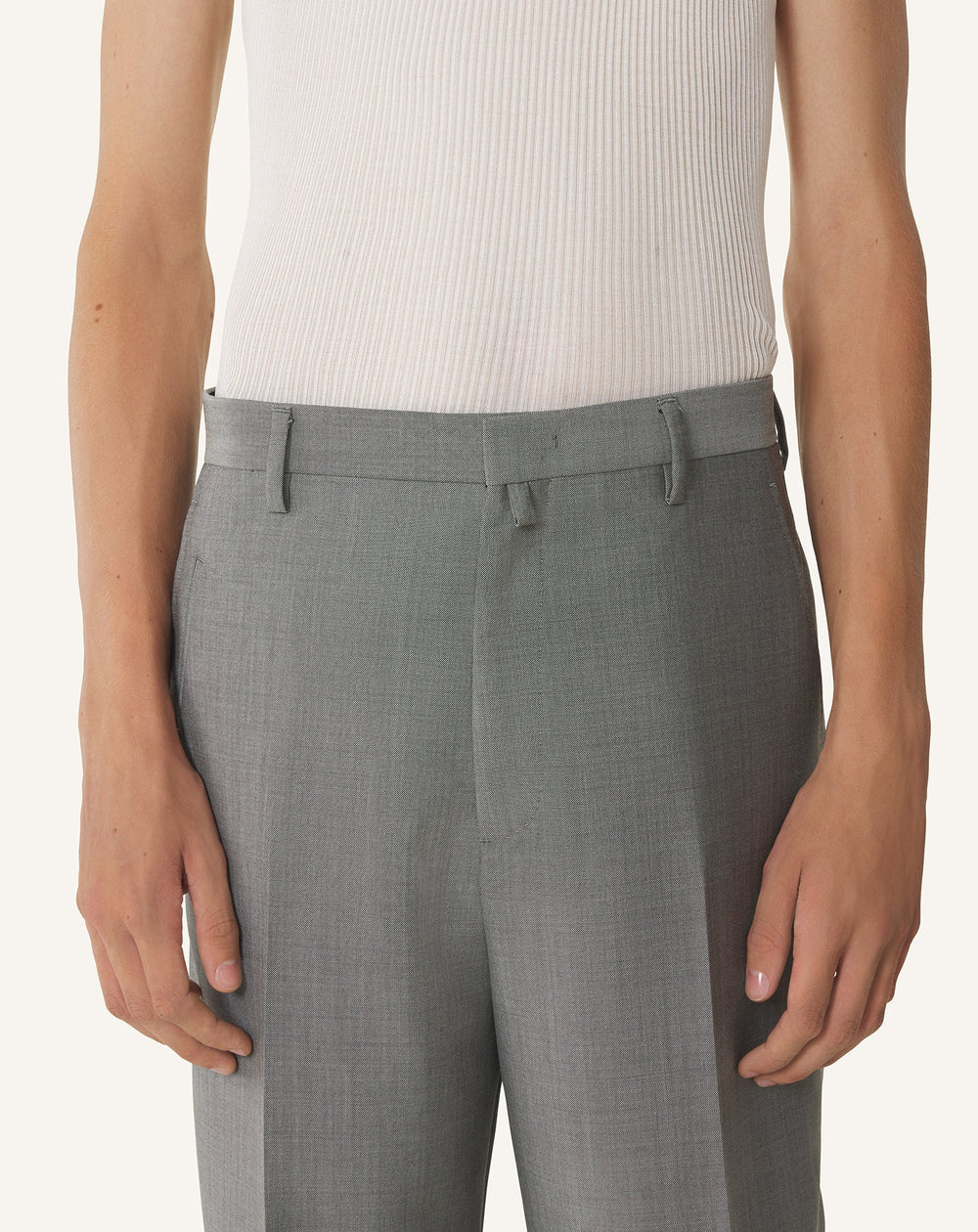 Pantalon Droit En Laine Mohair Black
