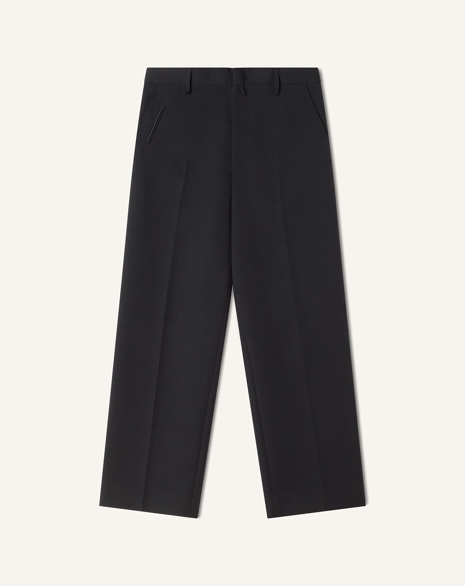 Pantalon Droit En Laine Black