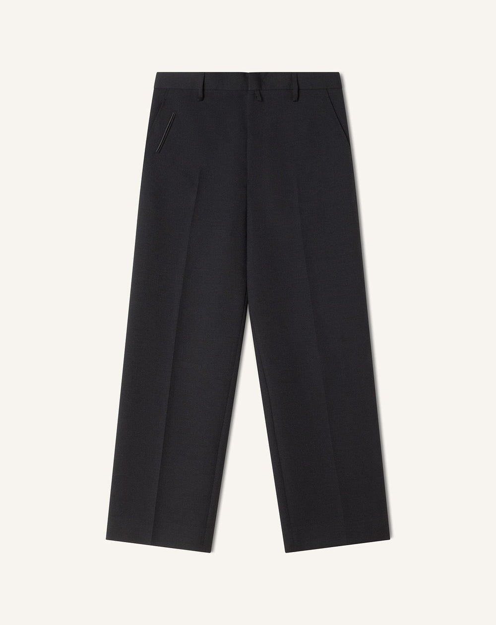 Pantalon Droit En Laine Black