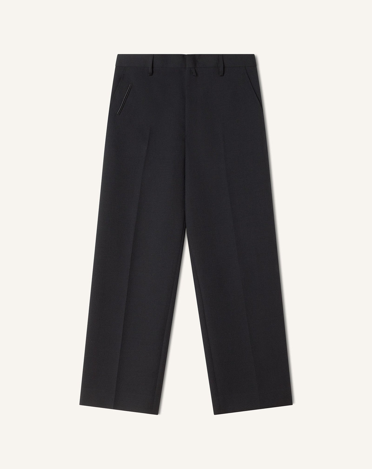 Pantalon Droit En Laine Black