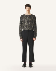 Pantalon Droit En Laine Black