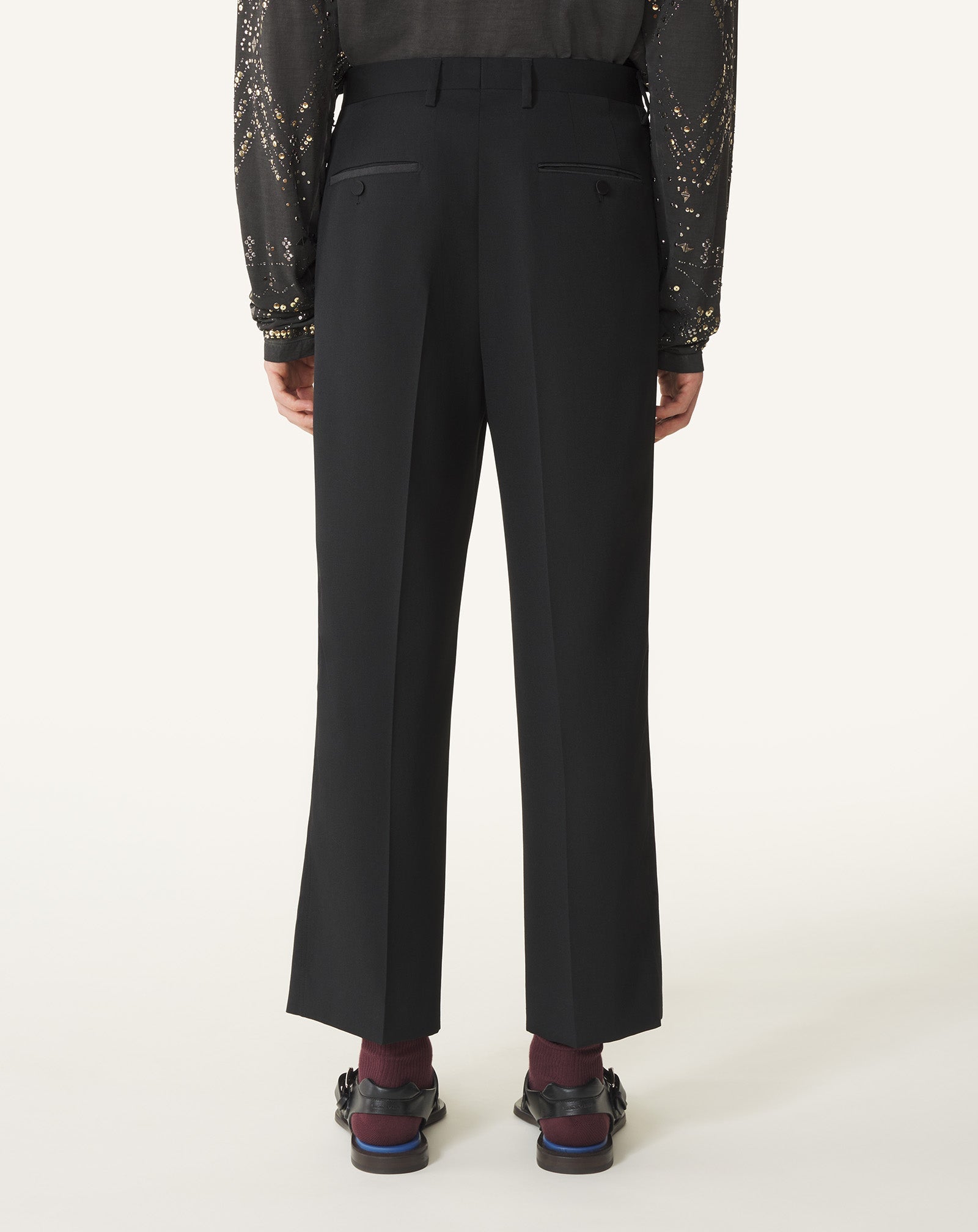 Pantalon Droit En Laine Black