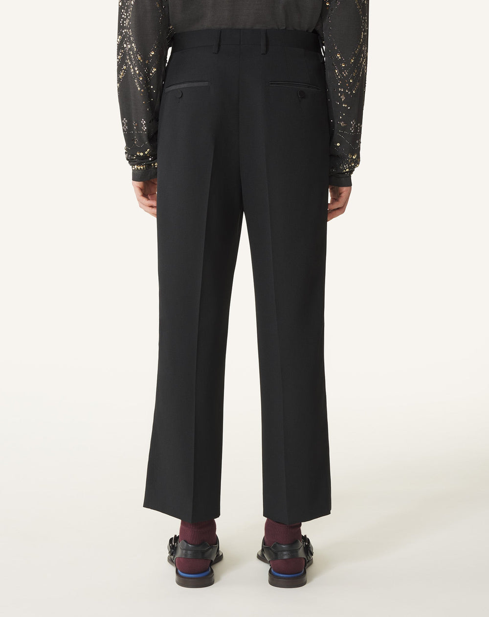 Pantalon Droit En Laine Black