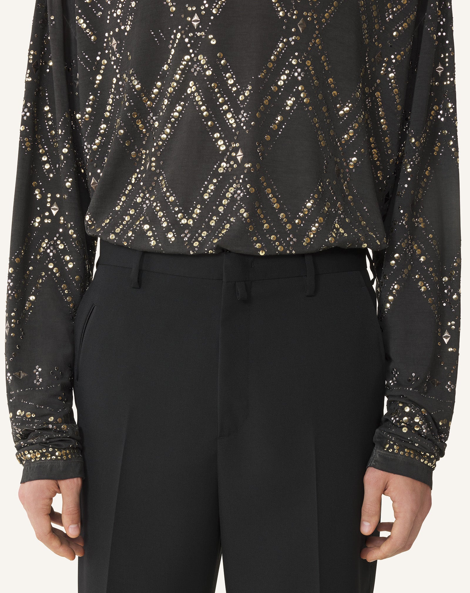 Pantalon Droit En Laine Black