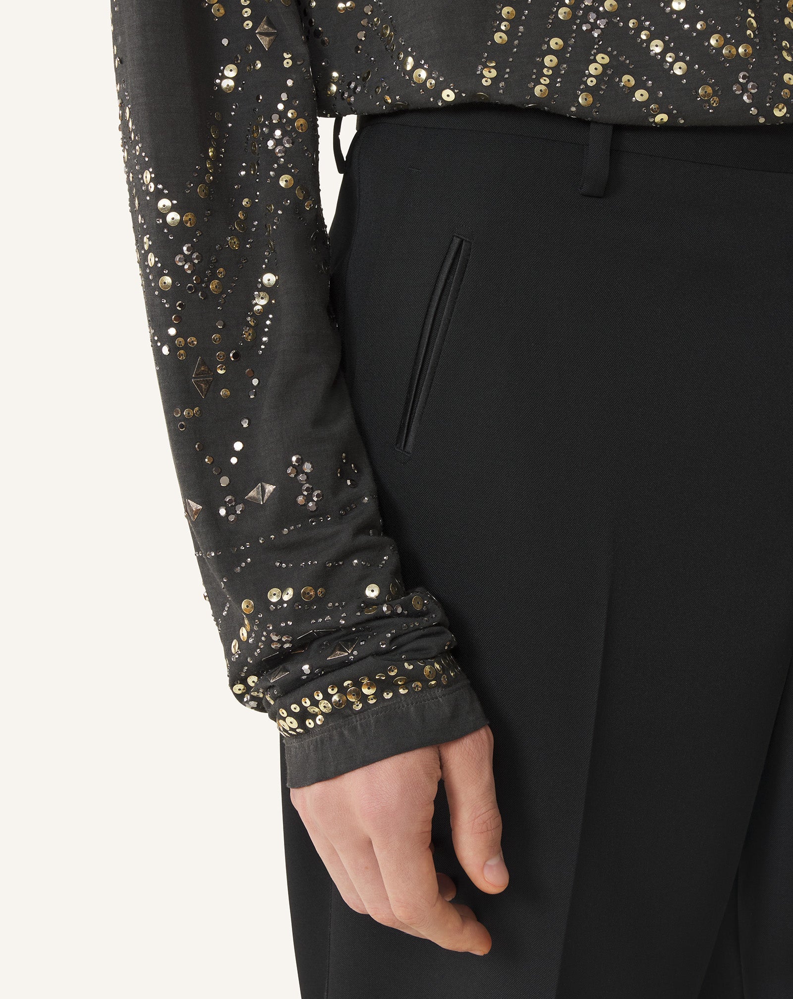 Pantalon Droit En Laine Black
