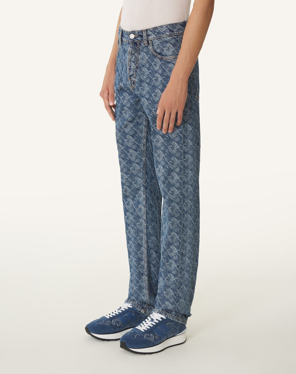 Pantlon En Denim Jacquard Lunar Year Blue