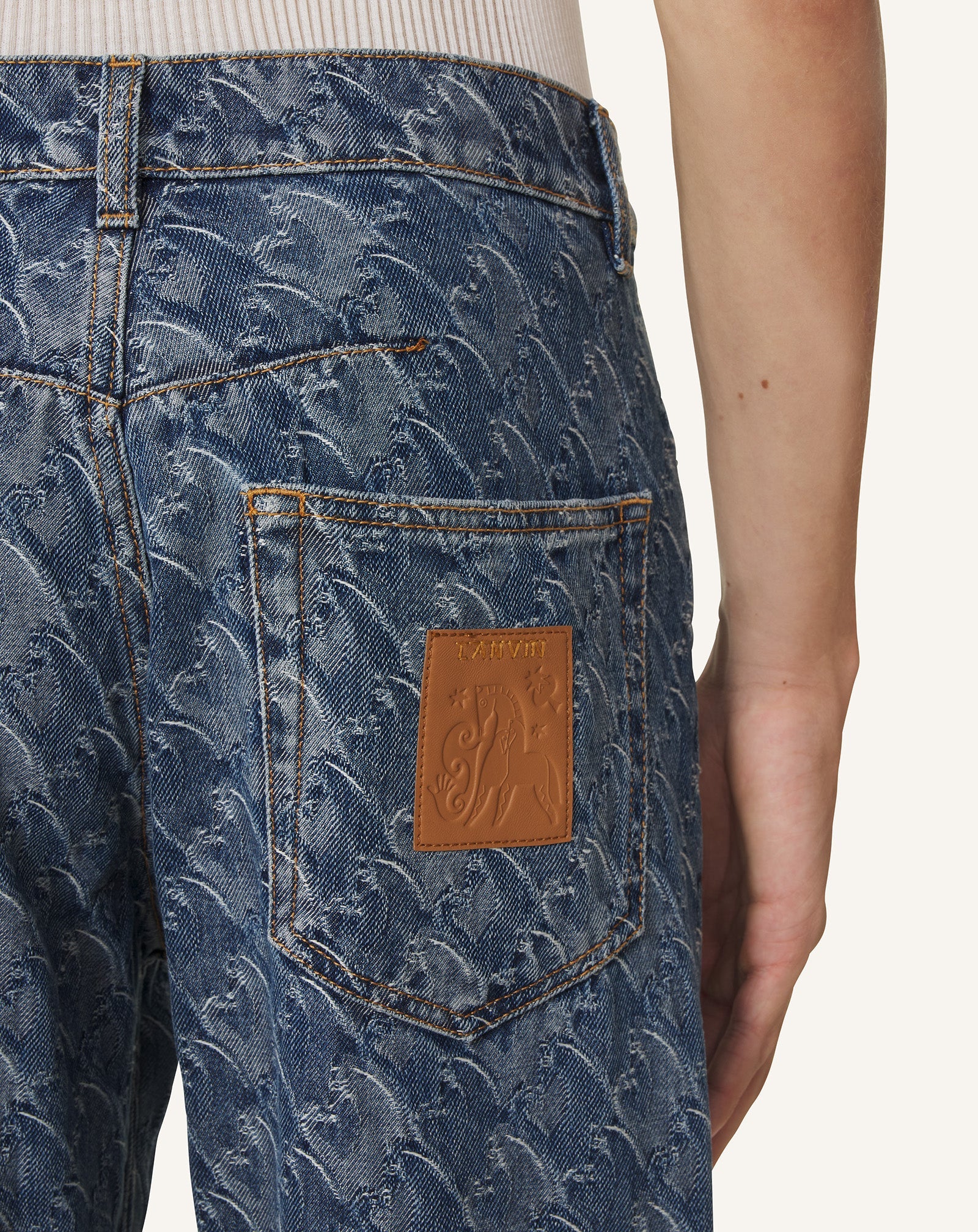 Pantlon En Denim Jacquard Lunar Year Blue