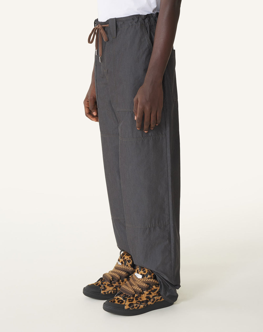 Pantalon Large En Chambray Black