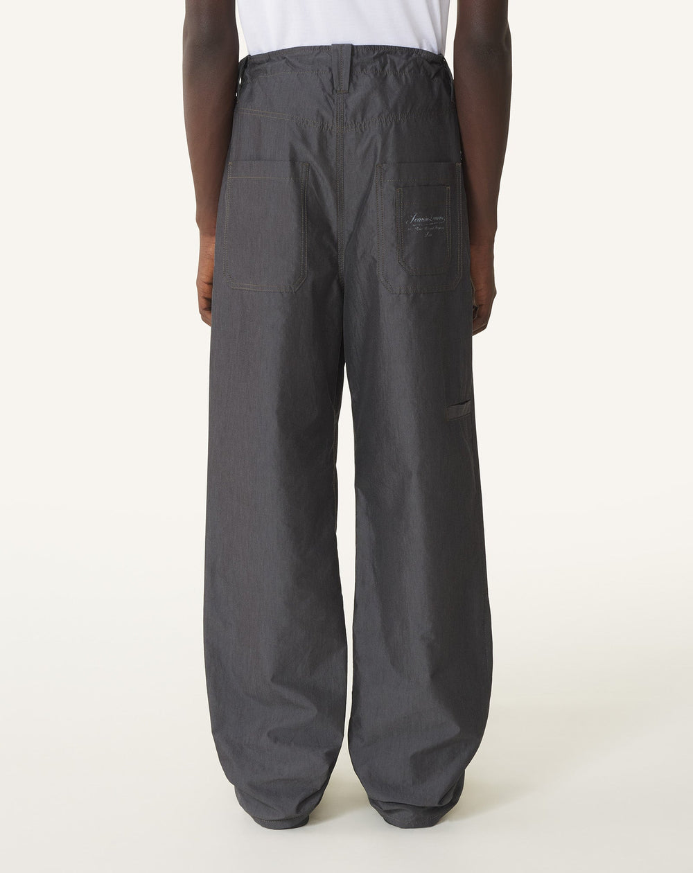 Pantalon Large En Chambray Black