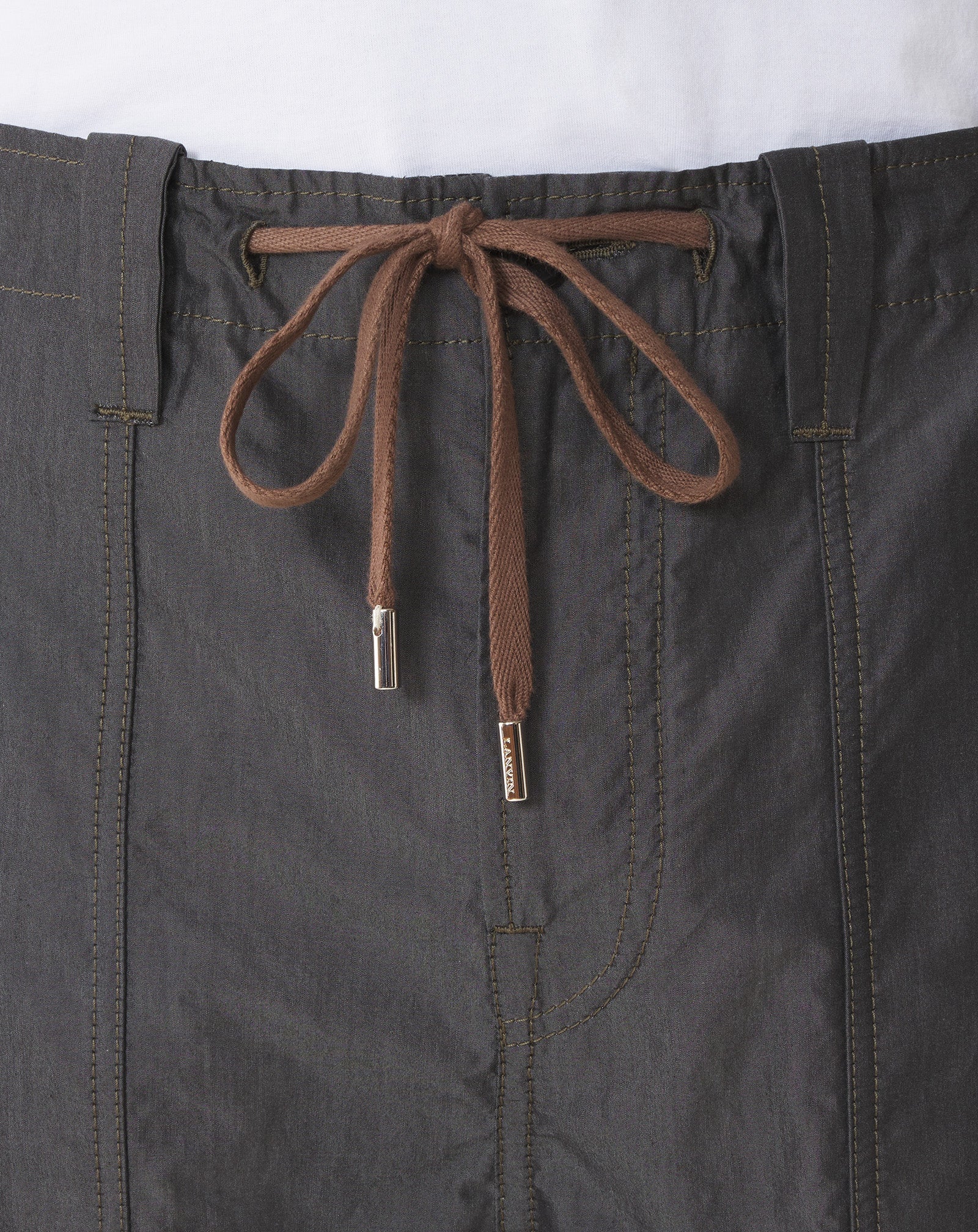 Pantalon Large En Chambray Black