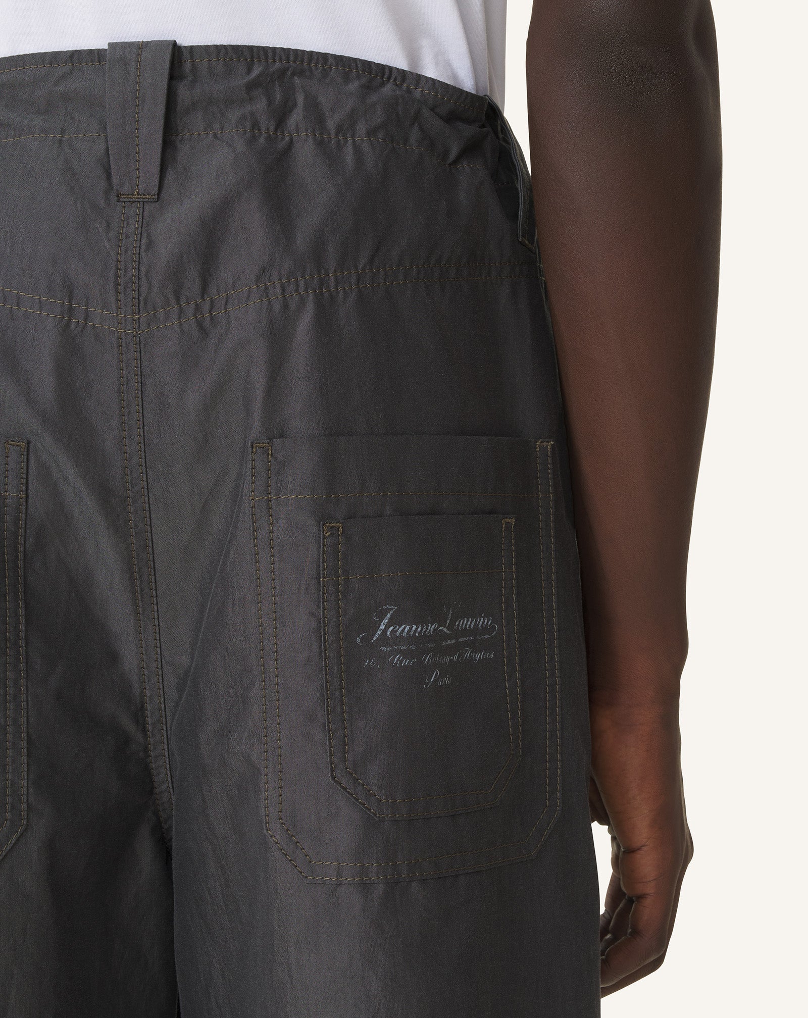 Pantalon Large En Chambray Black