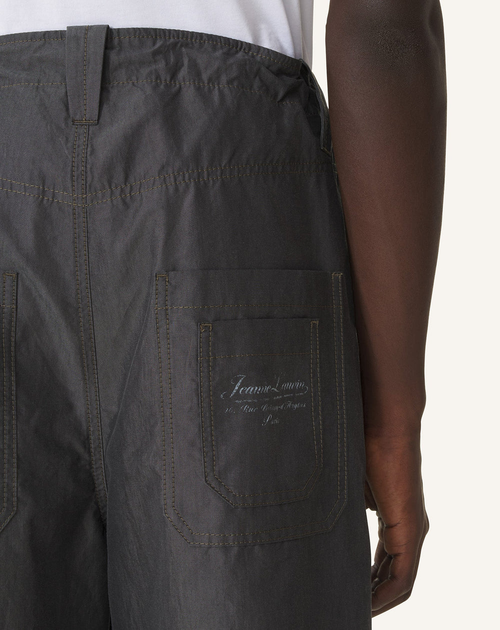 Pantalon Large En Chambray Black