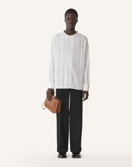 White Pleated Silk Top