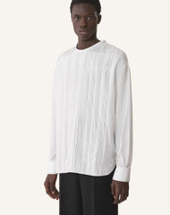 White Pleated Silk Top