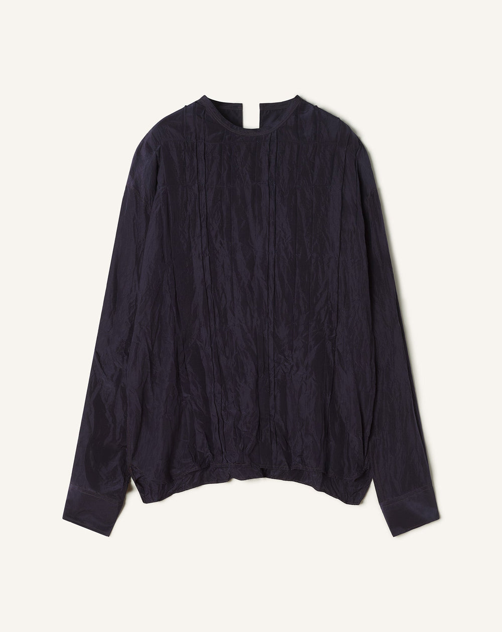 Blue Pleated Silk Top