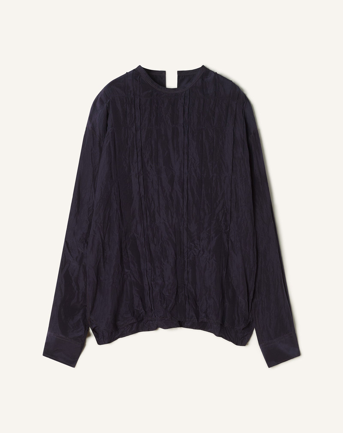 Blue Pleated Silk Top