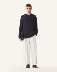 Blue Pleated Silk Top