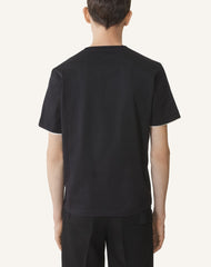 Black Cotton T-shirt With Silk Detail
