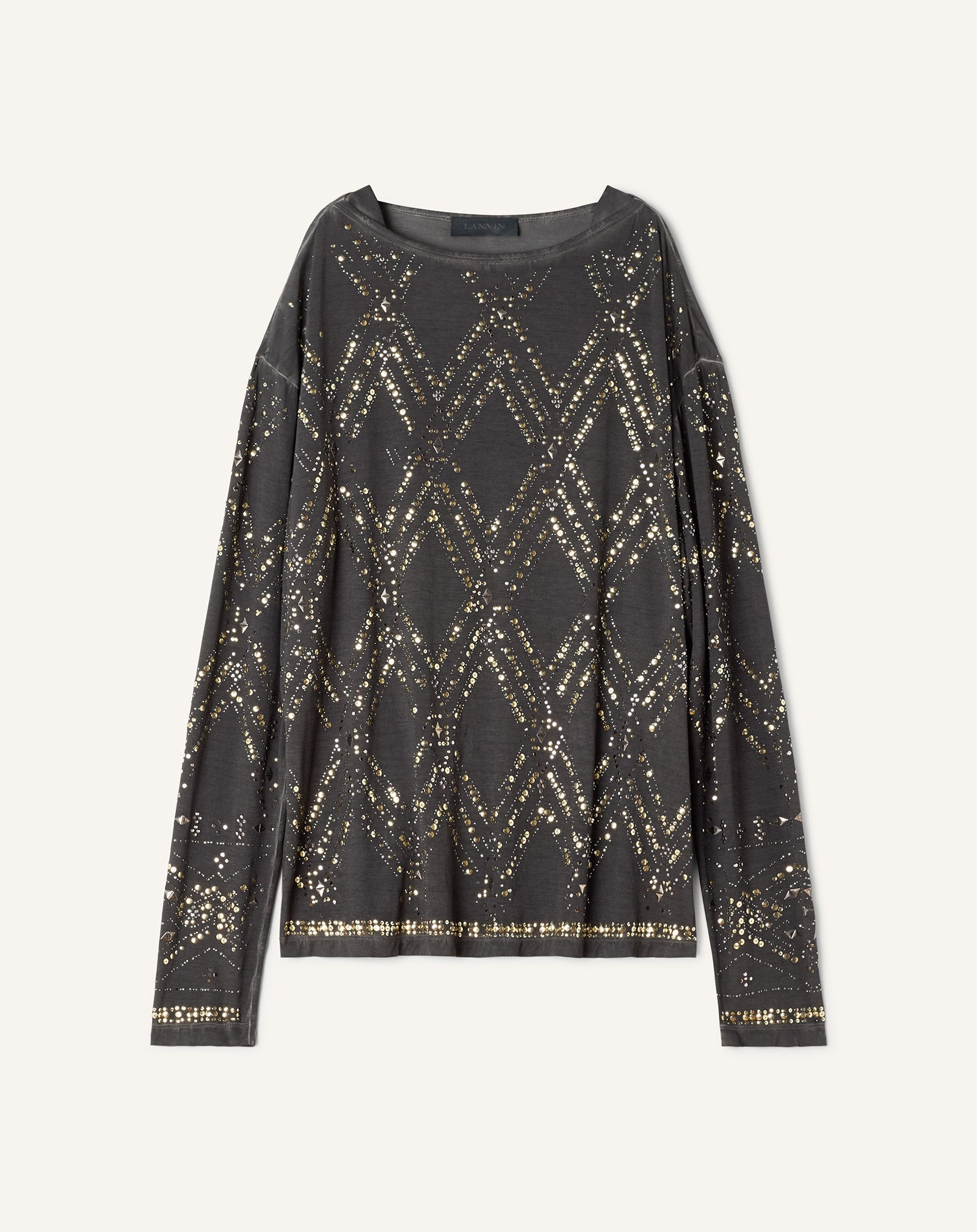 Haut À Sequins Et Perles Black