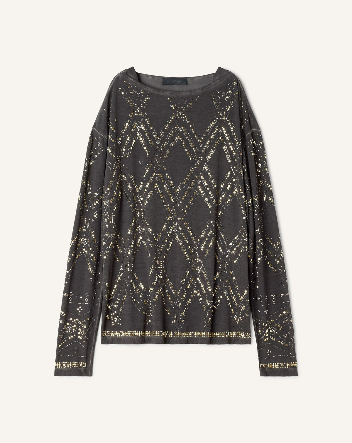 Haut À Sequins Et Perles Black