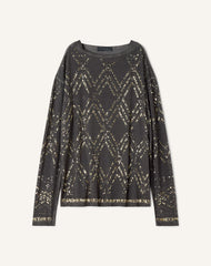 Haut À Sequins Et Perles Black