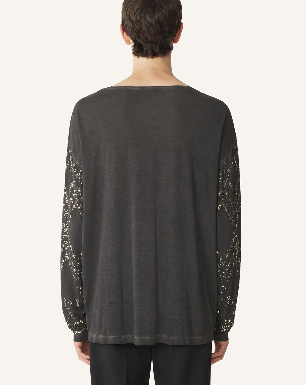 Haut À Sequins Et Perles Black