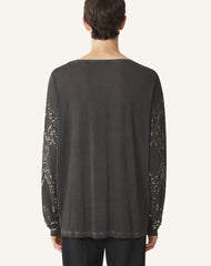 Haut À Sequins Et Perles Black