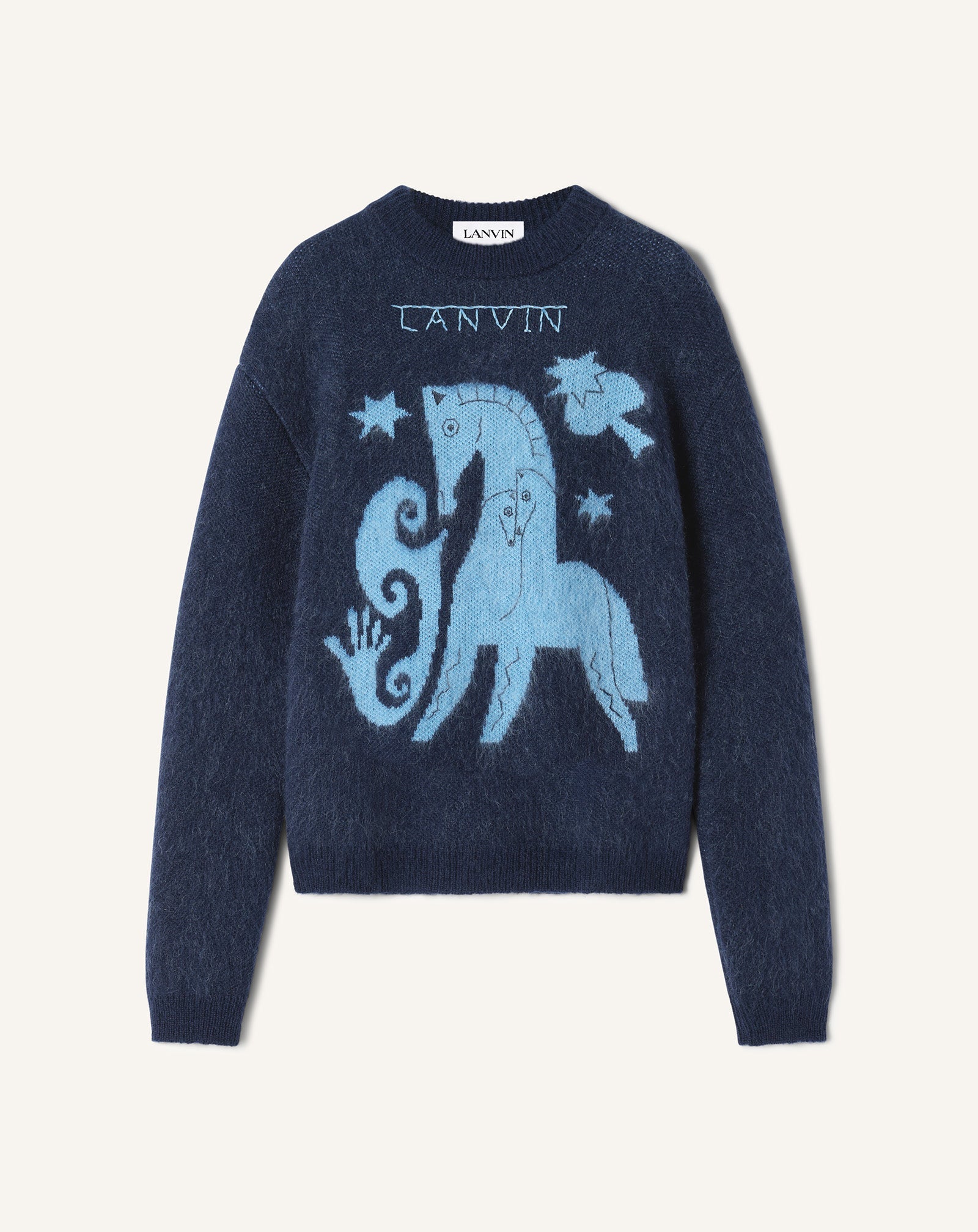 Pull En Mohair Jacquard Lunar Year Blue