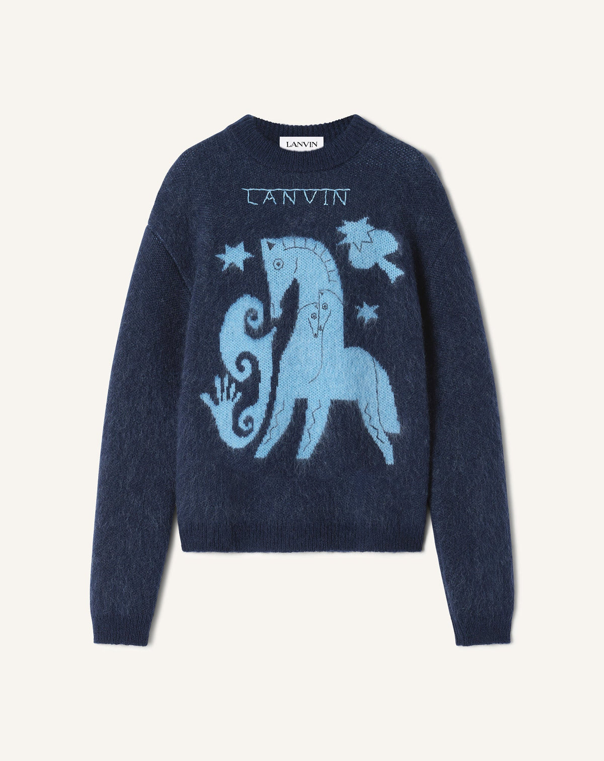 Pull En Mohair Jacquard Lunar Year Blue