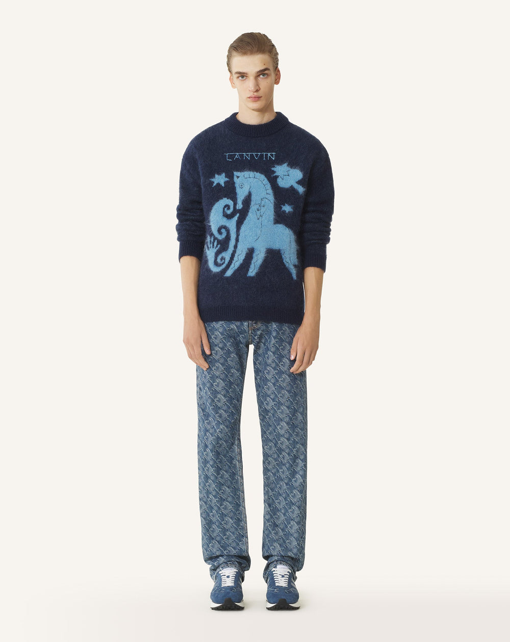 Pull En Mohair Jacquard Lunar Year Blue