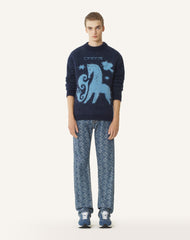 Pull En Mohair Jacquard Lunar Year Blue