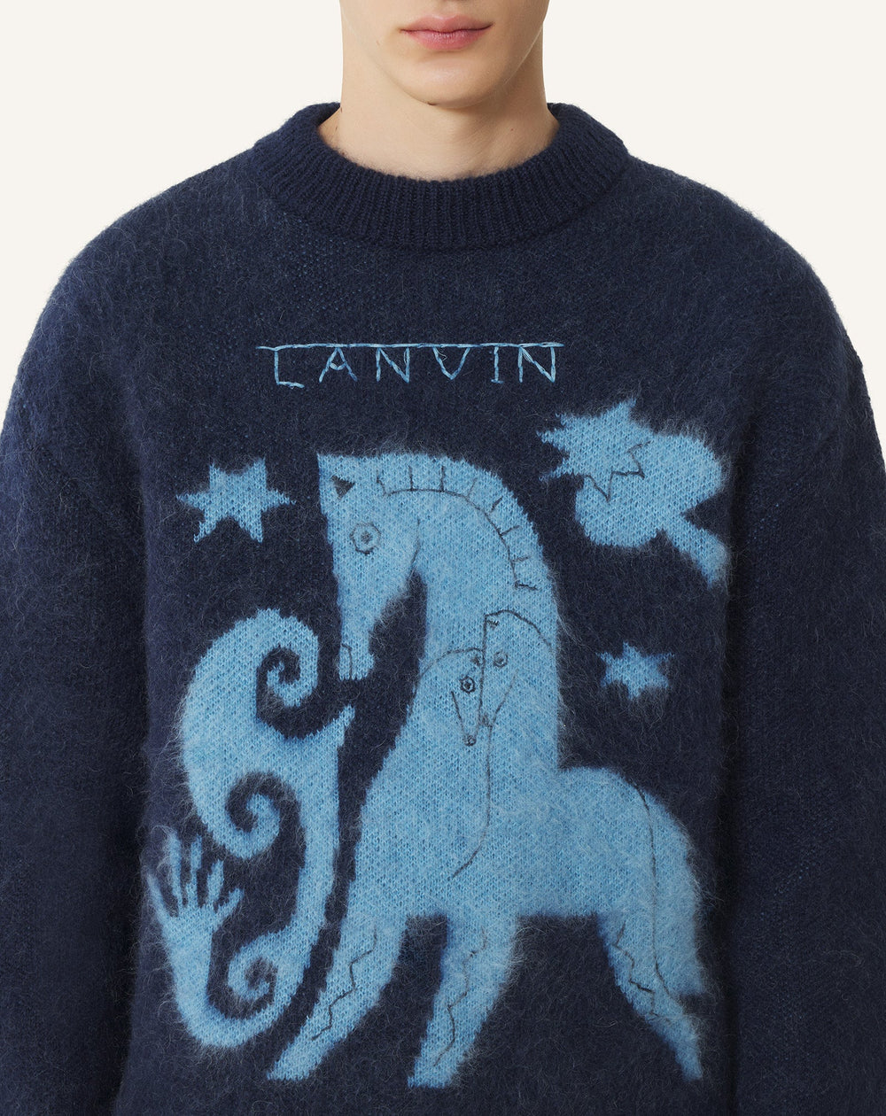 Pull En Mohair Jacquard Lunar Year Blue