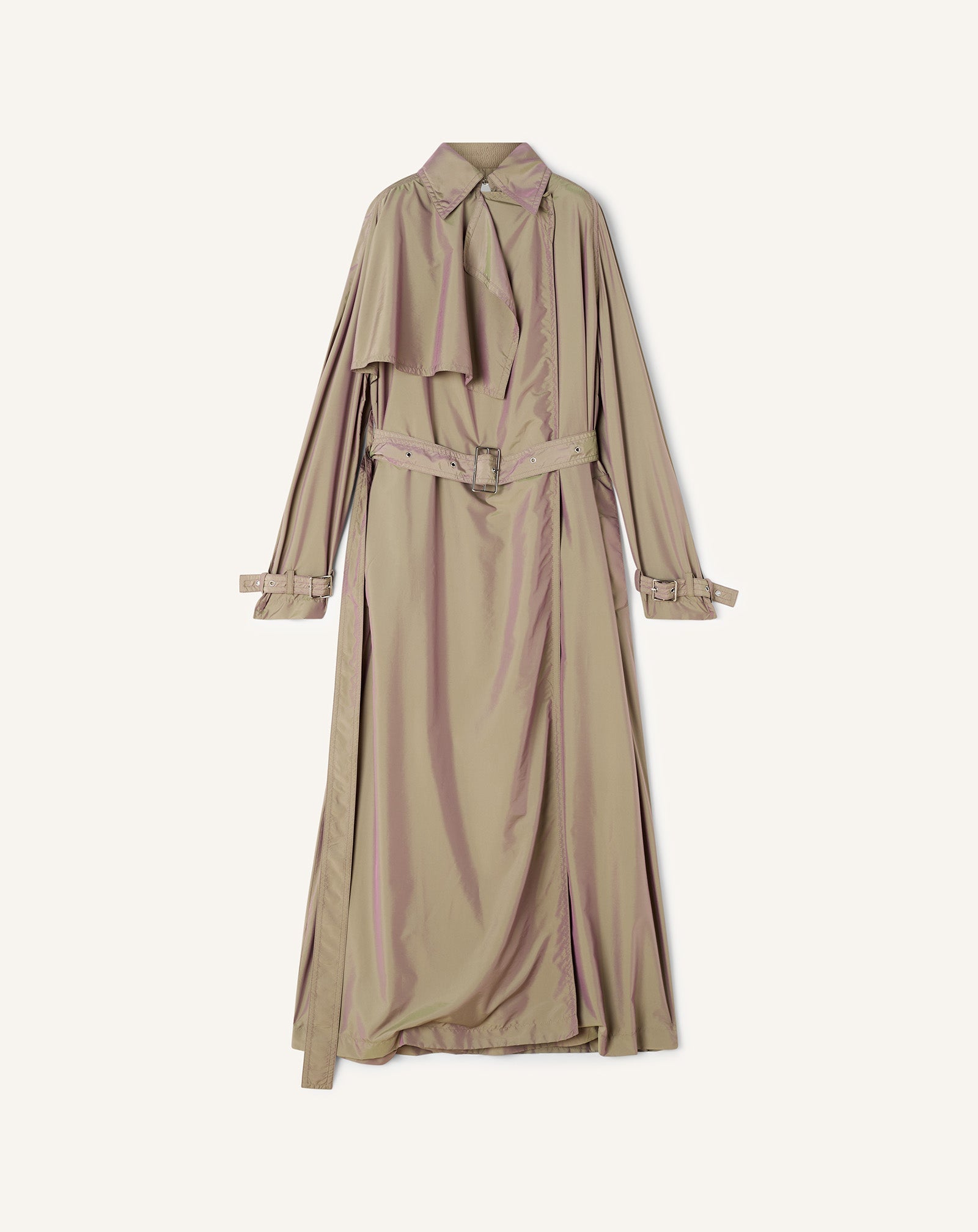 Trench Fluide En Taffetas Beige
