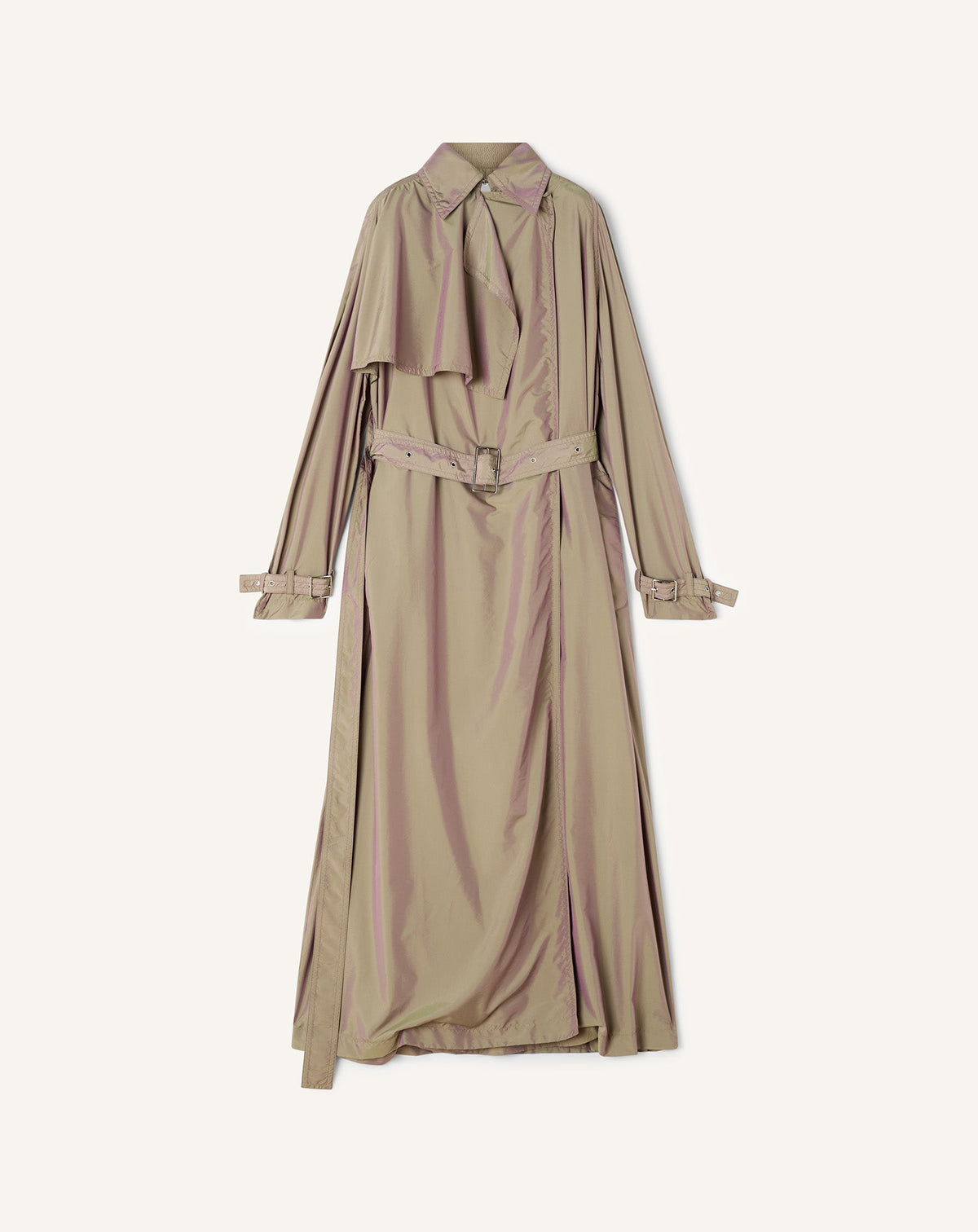 Trench Fluide En Taffetas Beige