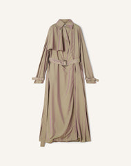 Trench Fluide En Taffetas Beige