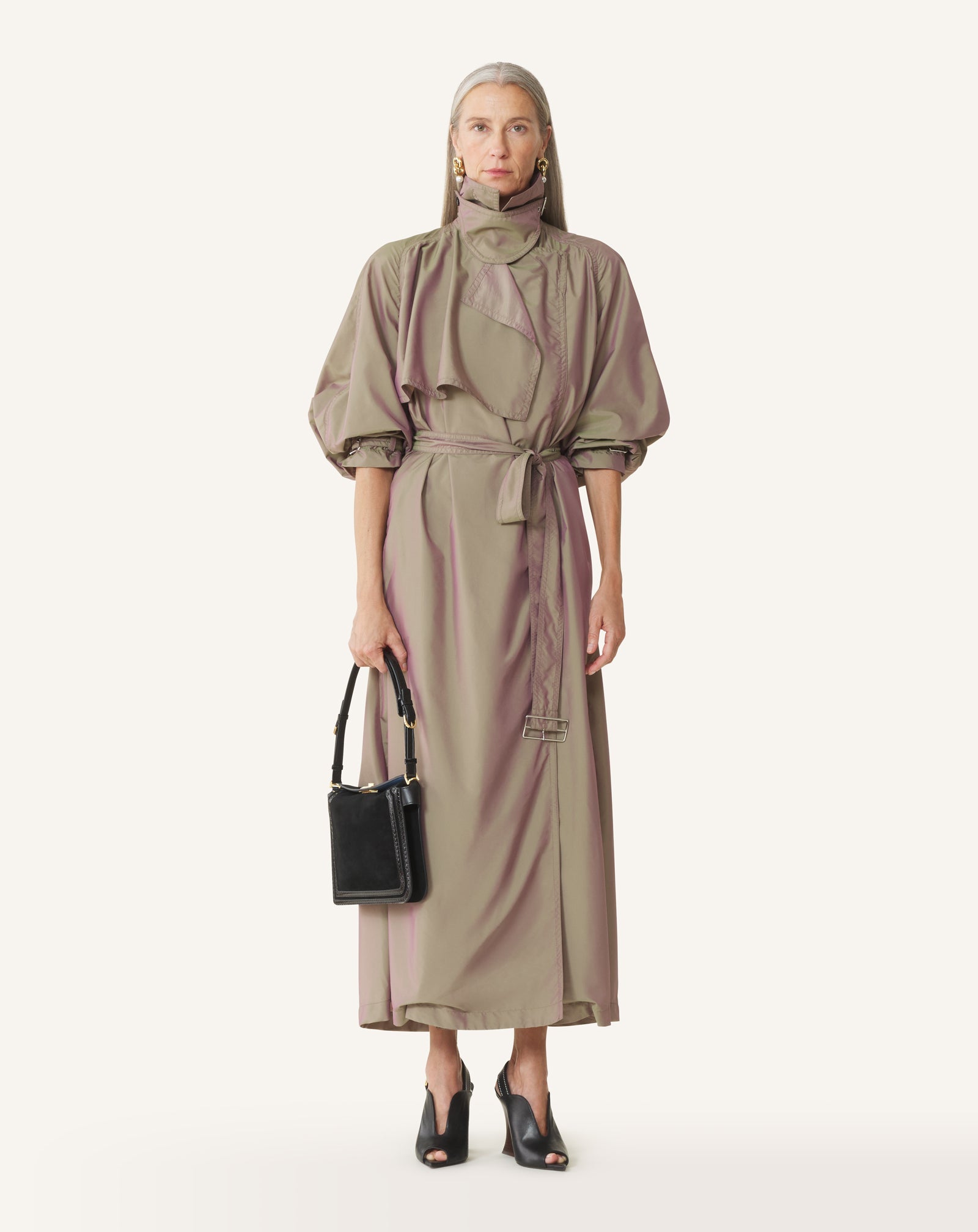 Trench Fluide En Taffetas Beige