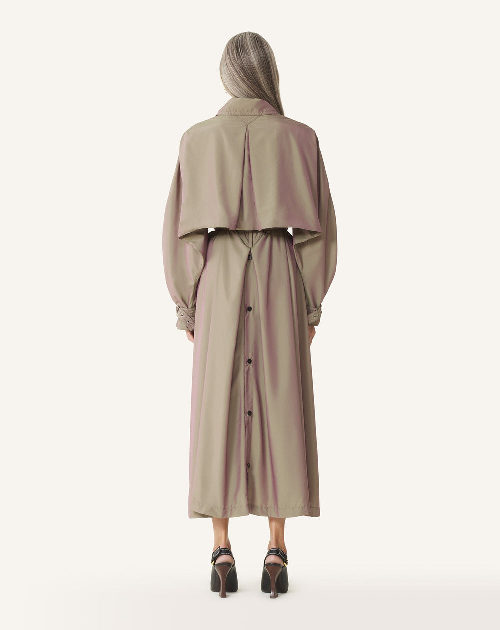 Trench Fluide En Taffetas Beige