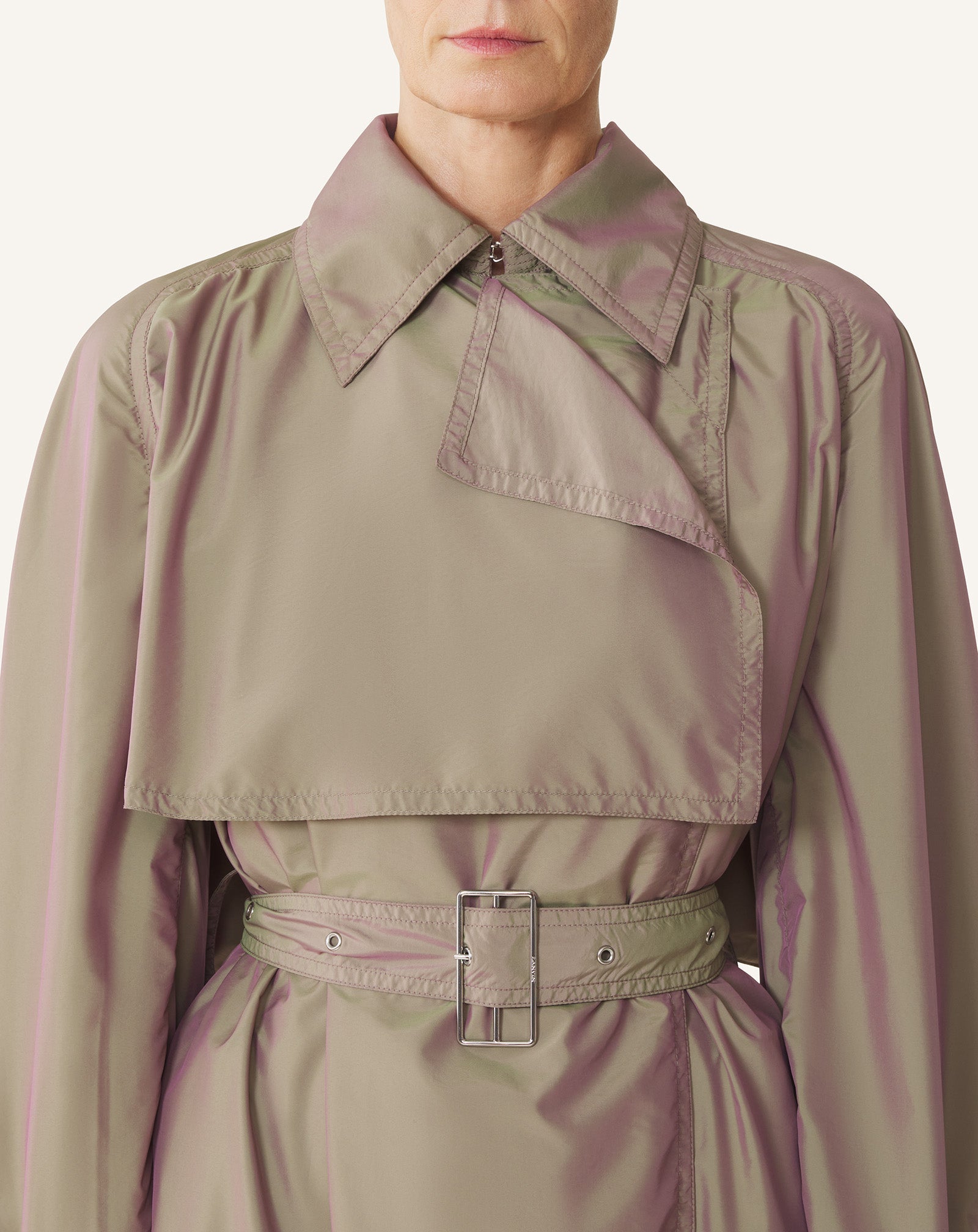Trench Fluide En Taffetas Beige