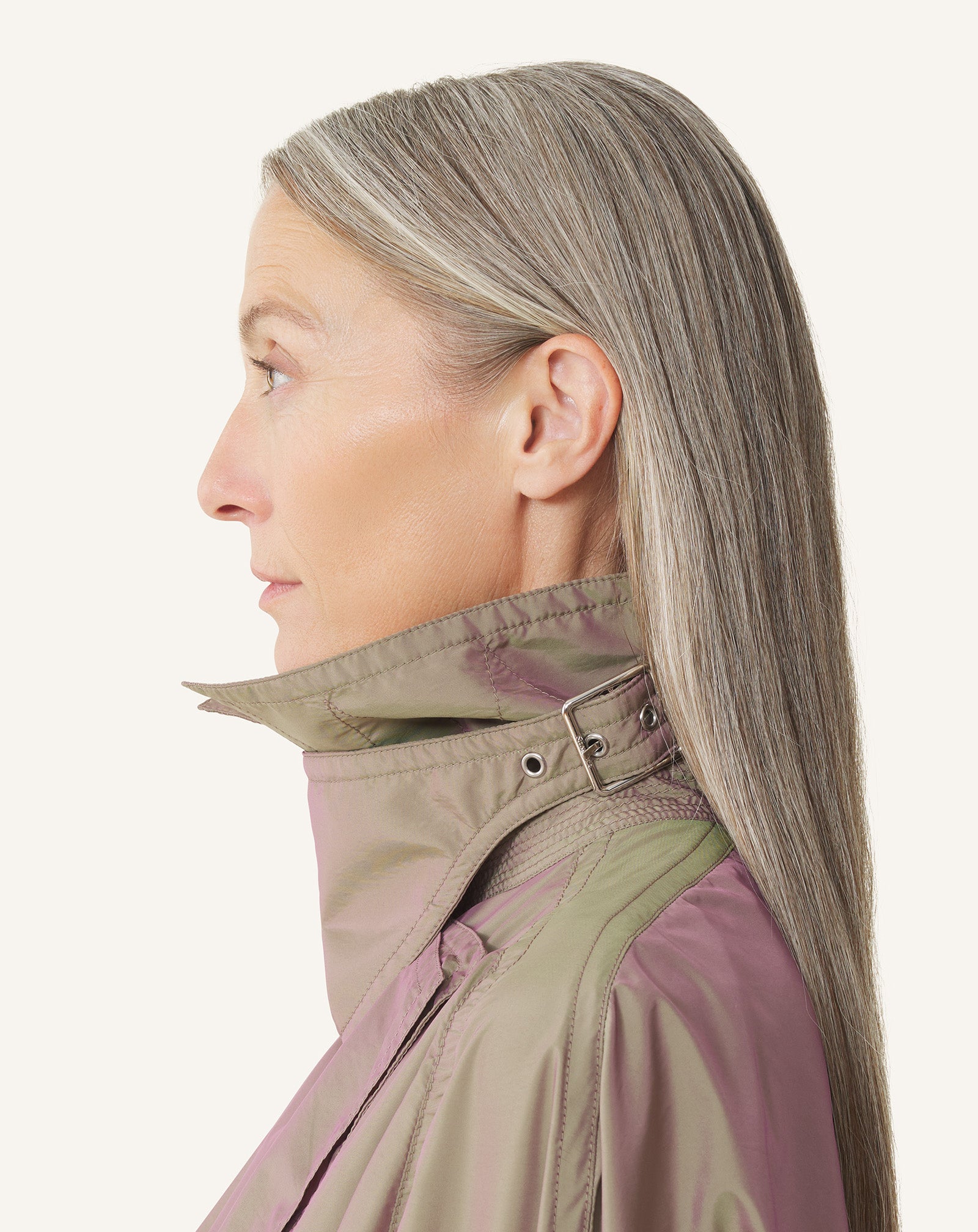 Trench Fluide En Taffetas Beige