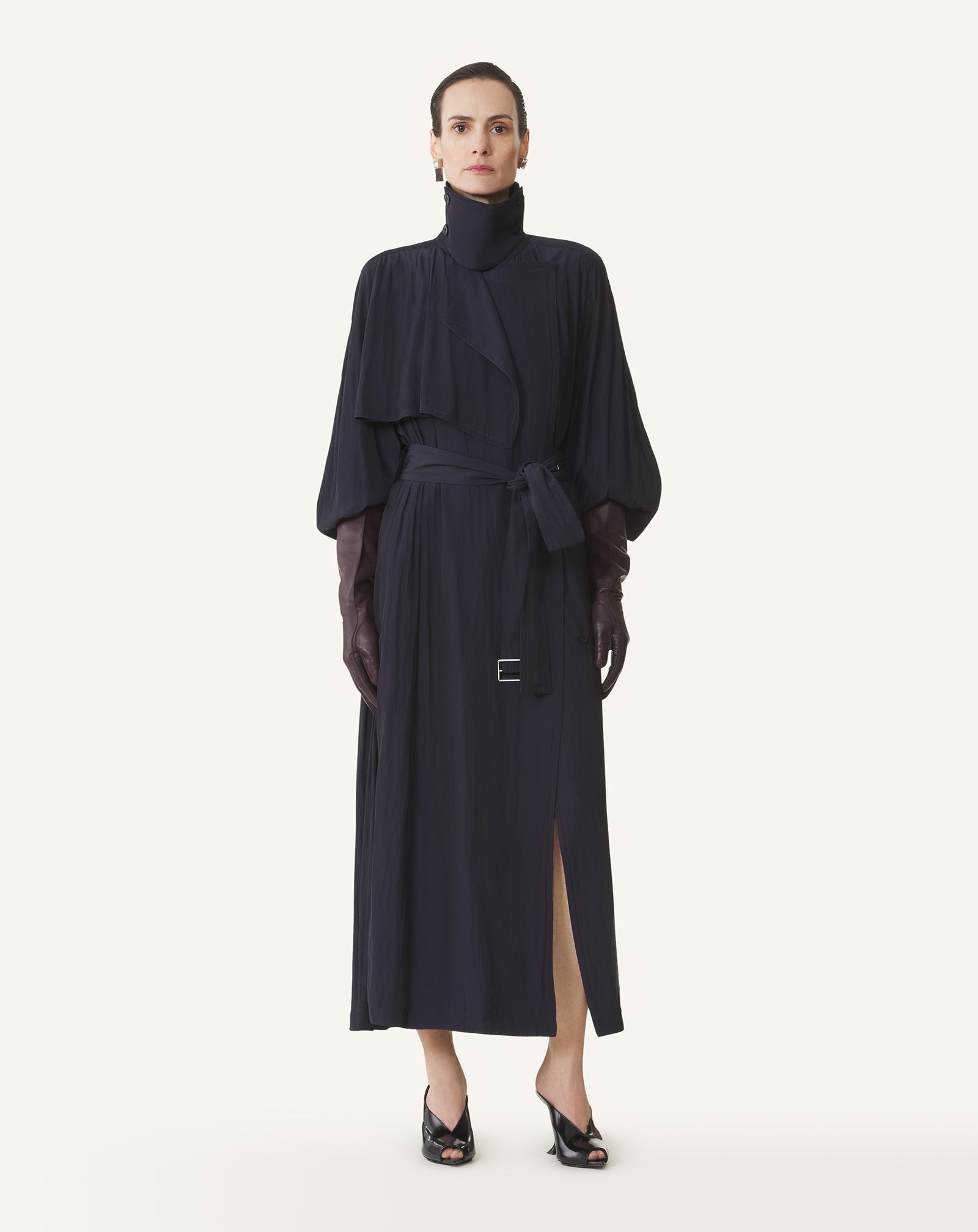 Blue Trench In Charmeuse