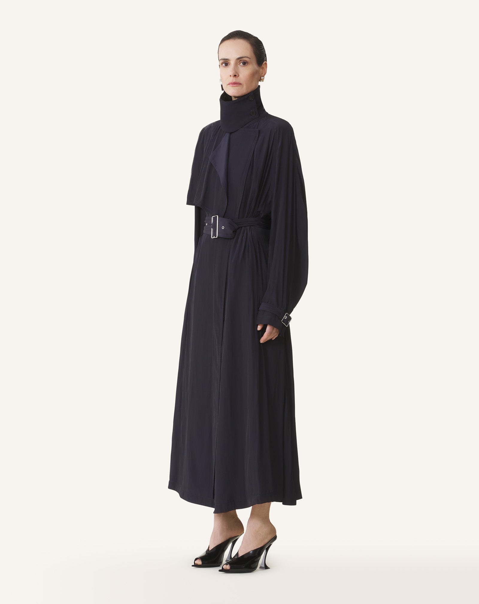 Blue Trench In Charmeuse