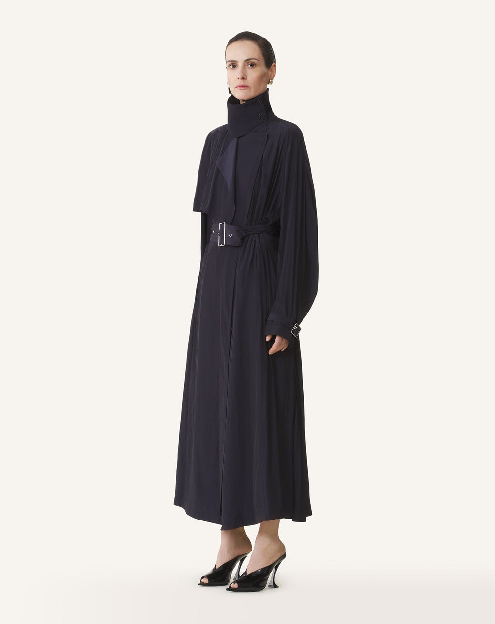 Blue Trench In Charmeuse