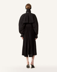 Trench Bi-matière En Faille De Soie Et Charmeuse Black