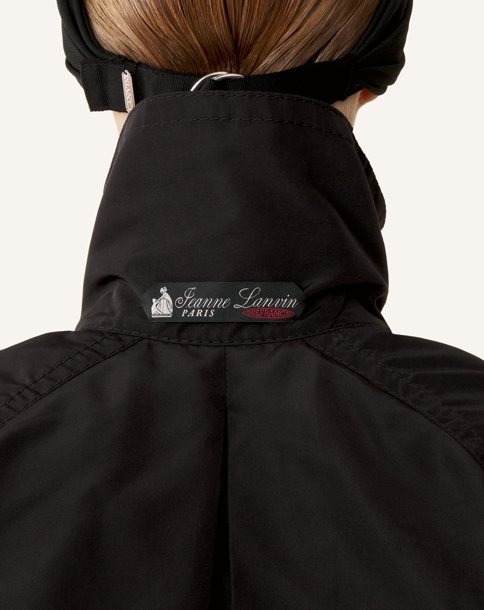 Trench Bi-matière En Faille De Soie Et Charmeuse Black