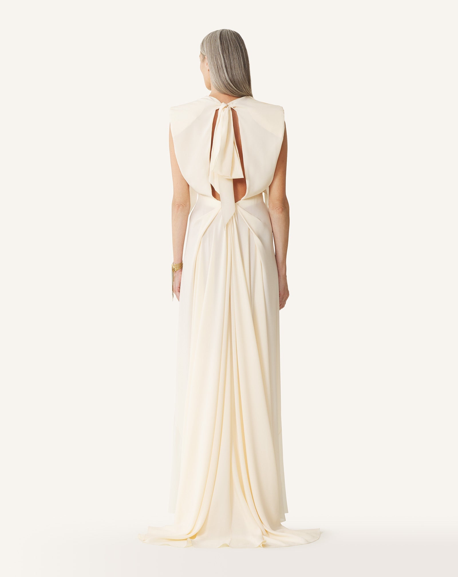 Robe Longue En Georgette De Soie White