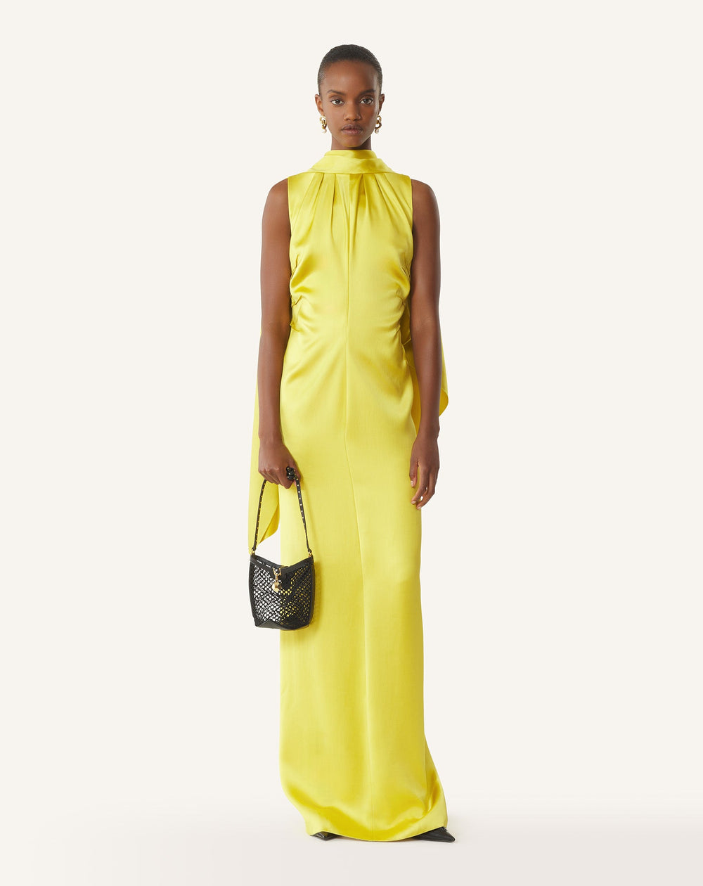 Robe Longue En Satin Yellow