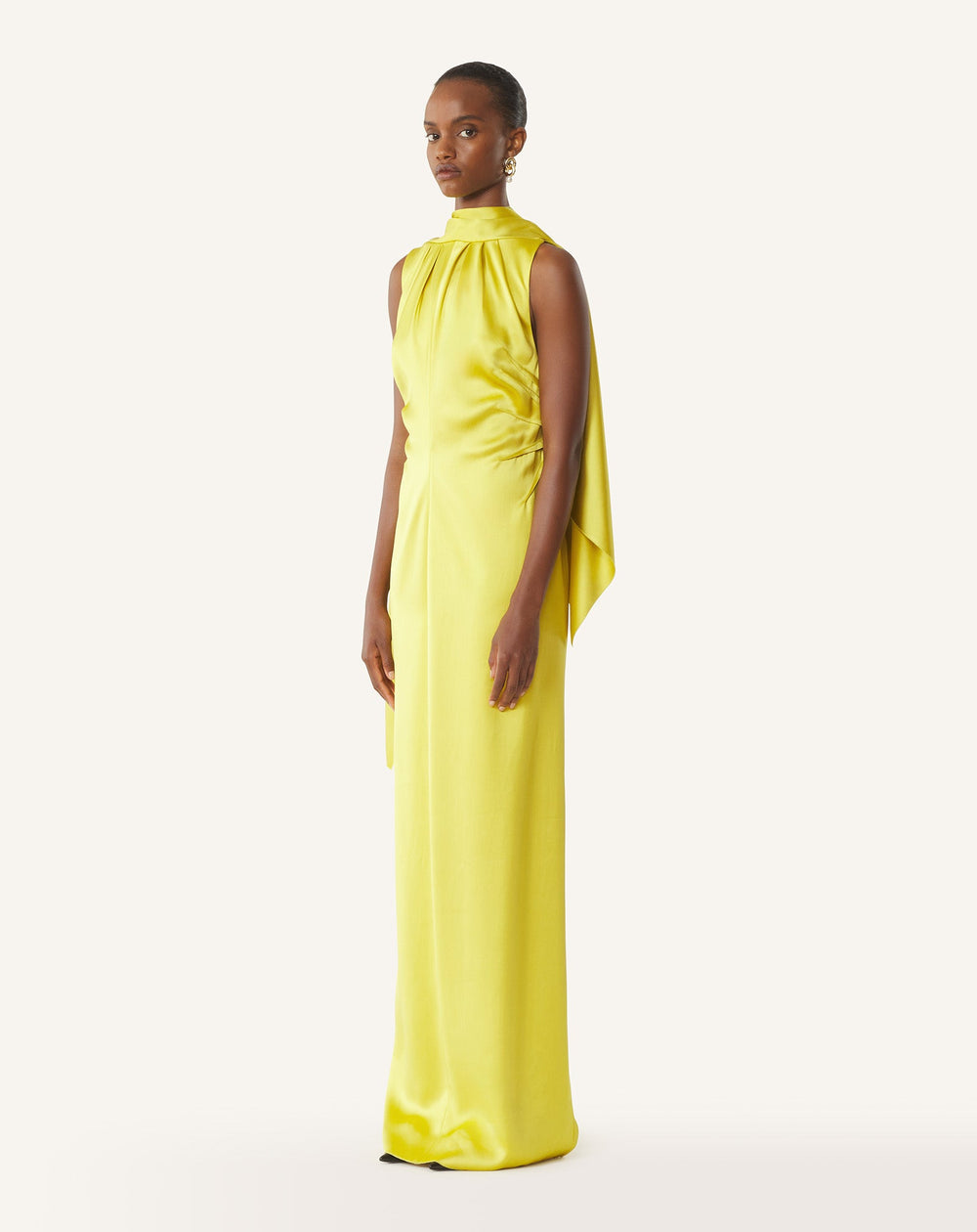 Robe Longue En Satin Yellow